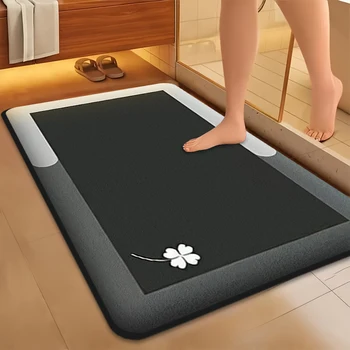 Flanell verdickte saugfähige Badezimmer-Bodenmatte, bedruckte Toilette, rutschfeste Fußmatte, Schlafzimmer
