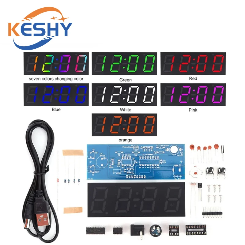 Elektronische Uhr DIY KIT LED Mikrocontroller Kit Digitaluhr Zeit – Bild 4