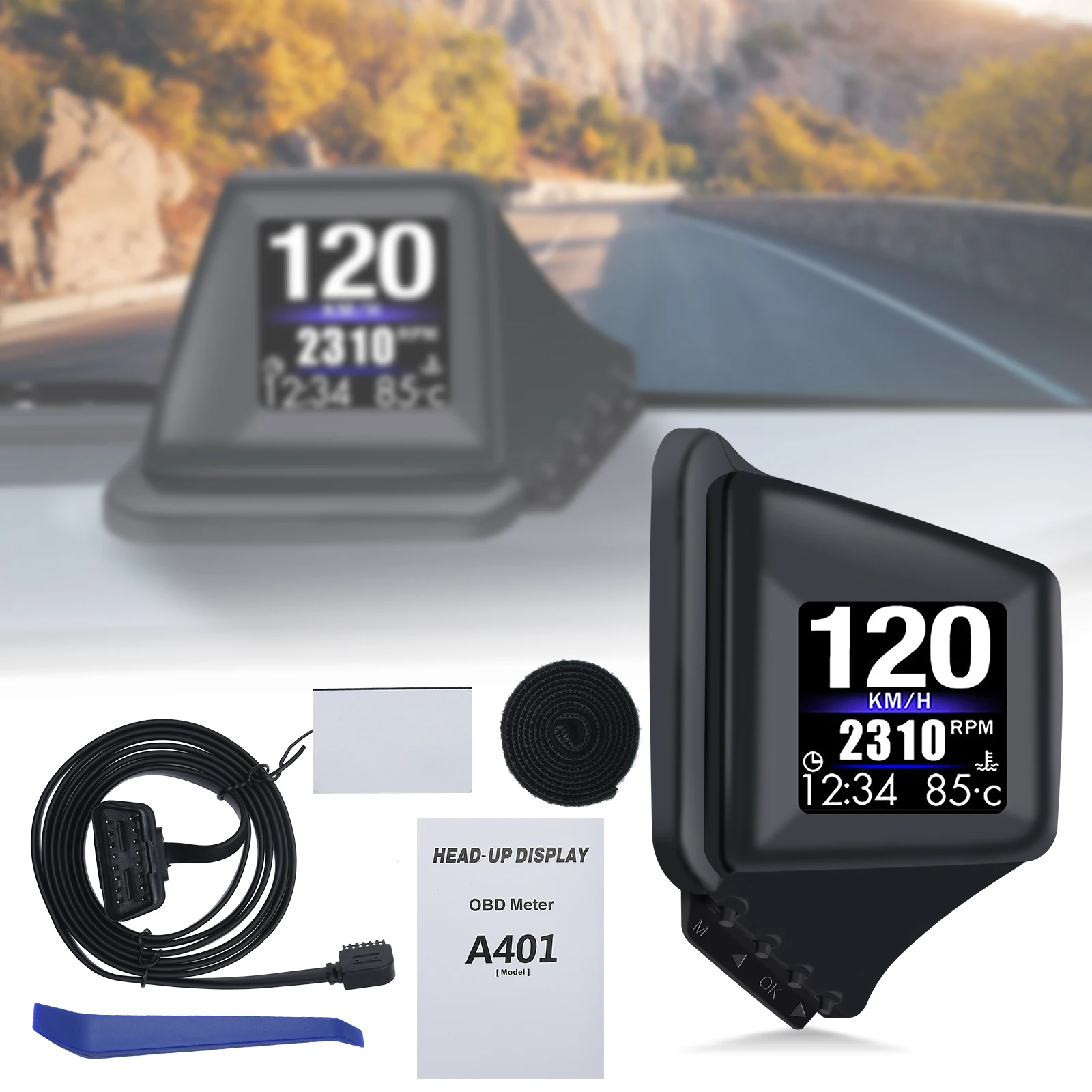 Multifunktions-HUD-Gadget OBD2+GPS On-Board-Computer A-Säule Trim Installieren Sie RPM Turbo Öldruck