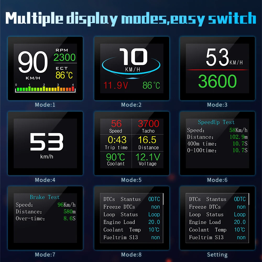 P10 OBD2 HUD Auto Head-up Display TFT LCD Digital Tacho Auto – Bild 2