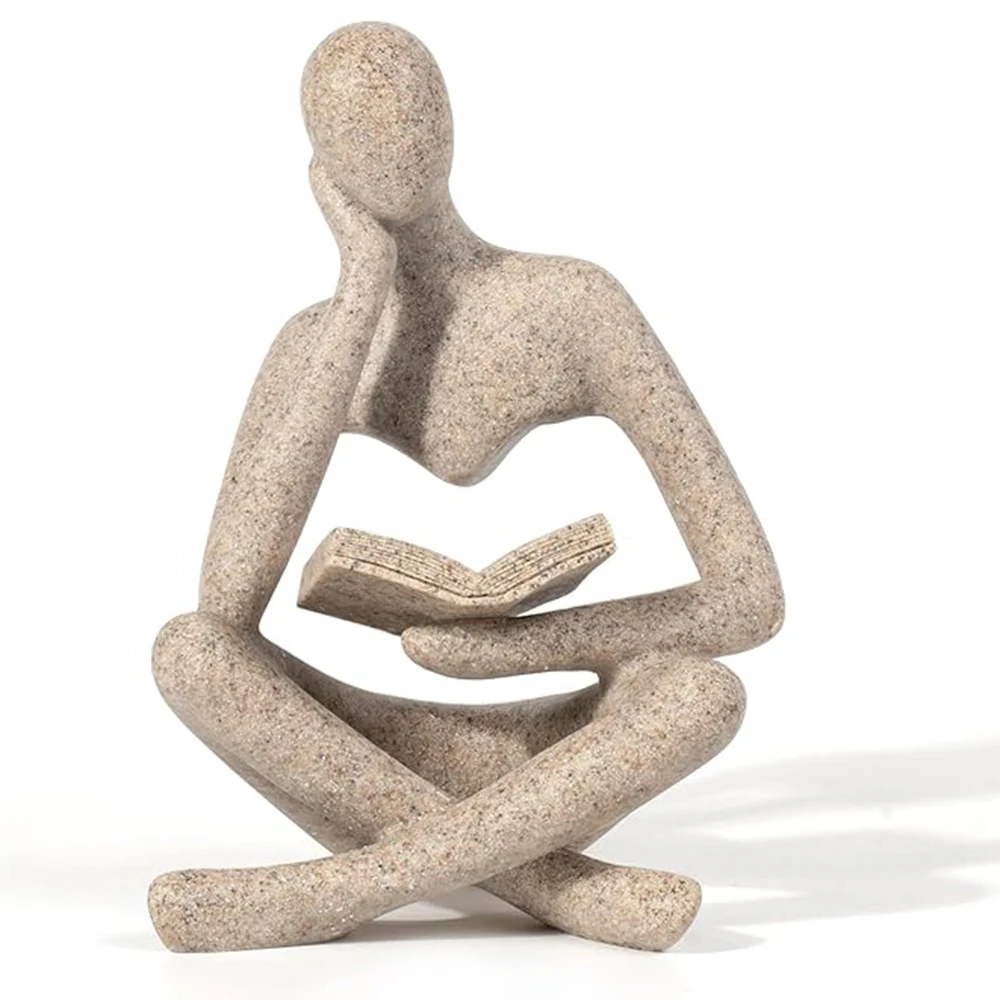 Bücherregal-Dekoration, Heimdekoration - Person Who is Thinking, abstrakte Denker-Skulptur, Figur, Statue