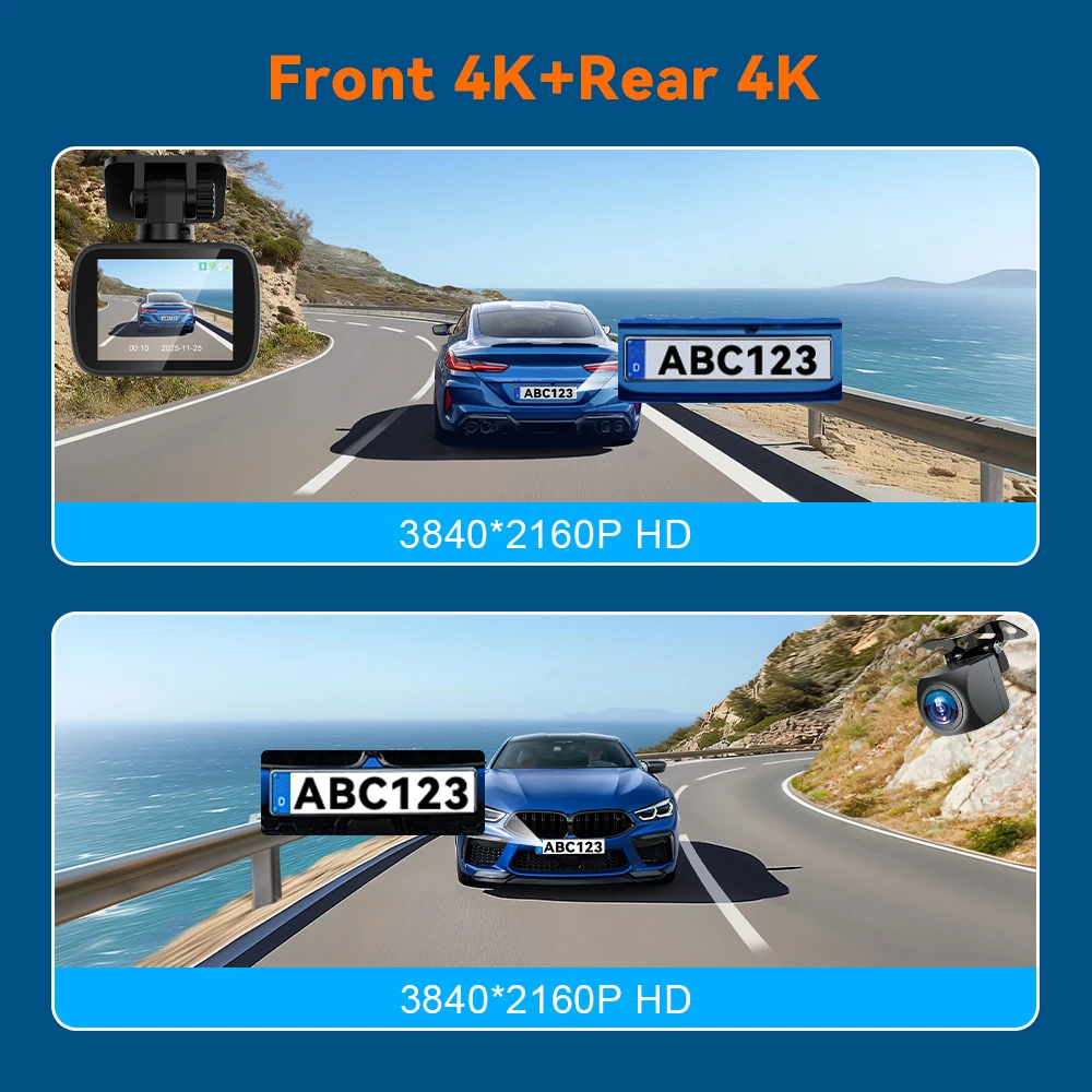 Dashcam 4K UHD Aufnahme Autokamera DVR Nachtsicht Videorekorder GPS – Bild 2