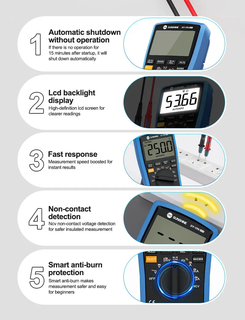 SUNSHINE DT-17N Auto Range LCD-Display Multimeter Digitalmultimeter – Bild 3