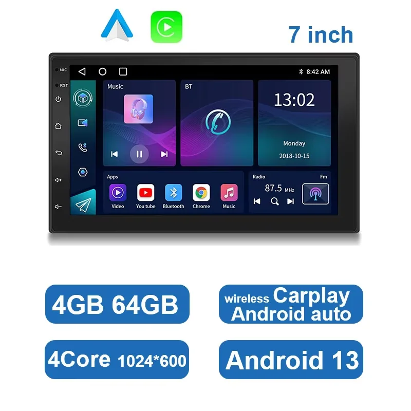ESSGOO 7 9 10 "Autoradio Android Auto Carplay Auto Stereo Multimedia Player Universal WIFI GPS Autoradio Auto