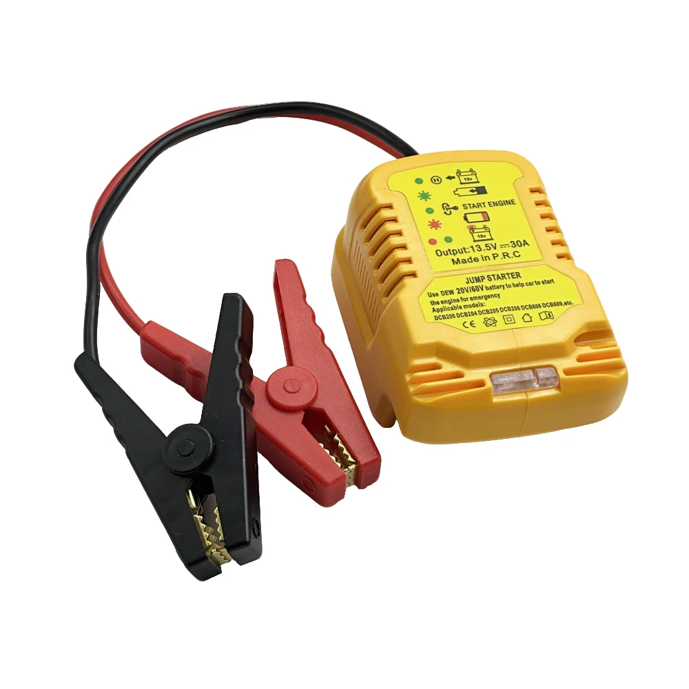 Starthilfe-Adapter für DeWalt 20V Akku mit Starthilfekabelklemmen Tragbares Auto-Batterieladegerät