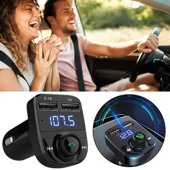 Bluetooth FM-Transmitter für Auto, Freisprecheinrichtung, MP3-Player, Radioempfänger, Dual-USB 3.1A Ladegerät