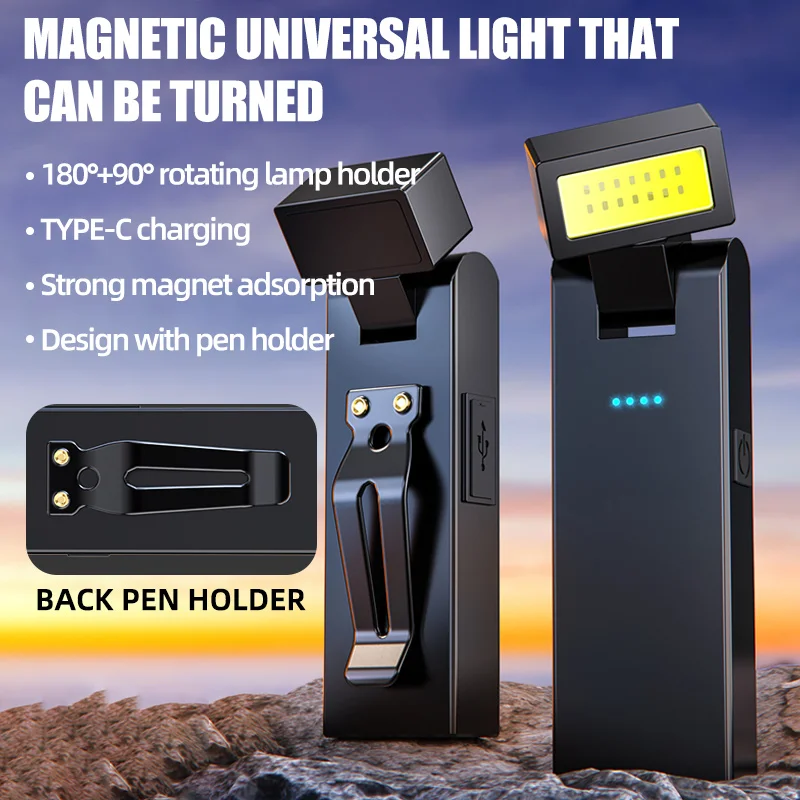 Magnetische Arbeitsleuchte, wiederaufladbare COB-Taschenlampe, geeignet für Nachtarbeit, Notfalllampe