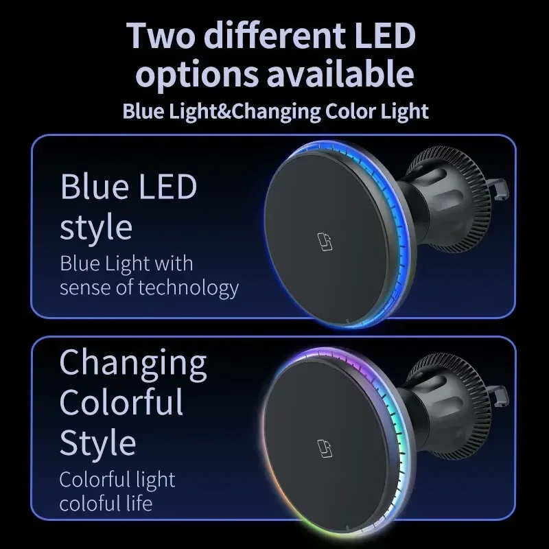 Magnetisches kabelloses Auto-Ladegerät mit RGB-Licht für MagSafe – Bild 2