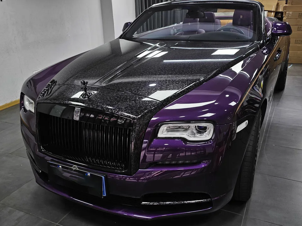 Glänzend schwarz geschmiedete Kohlefaser Vinyl Car Wrap Ghost Camo – Bild 4