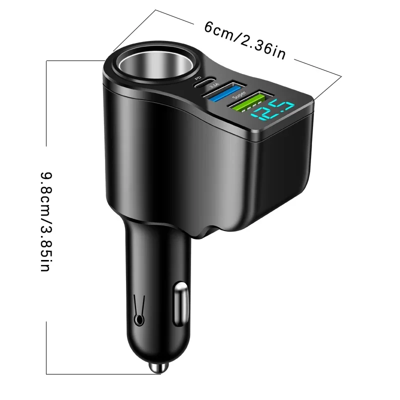 Zigarettenanzünder-Verteiler 66 W, 1 auf 3, mit 2× USB – Bild 6