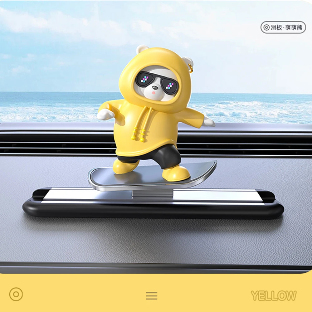 Dashboard Auto Dekorationen Skateboard Bär Magnetische Parkplatz Nummer Platte Kreative Auto Cartoon Innen