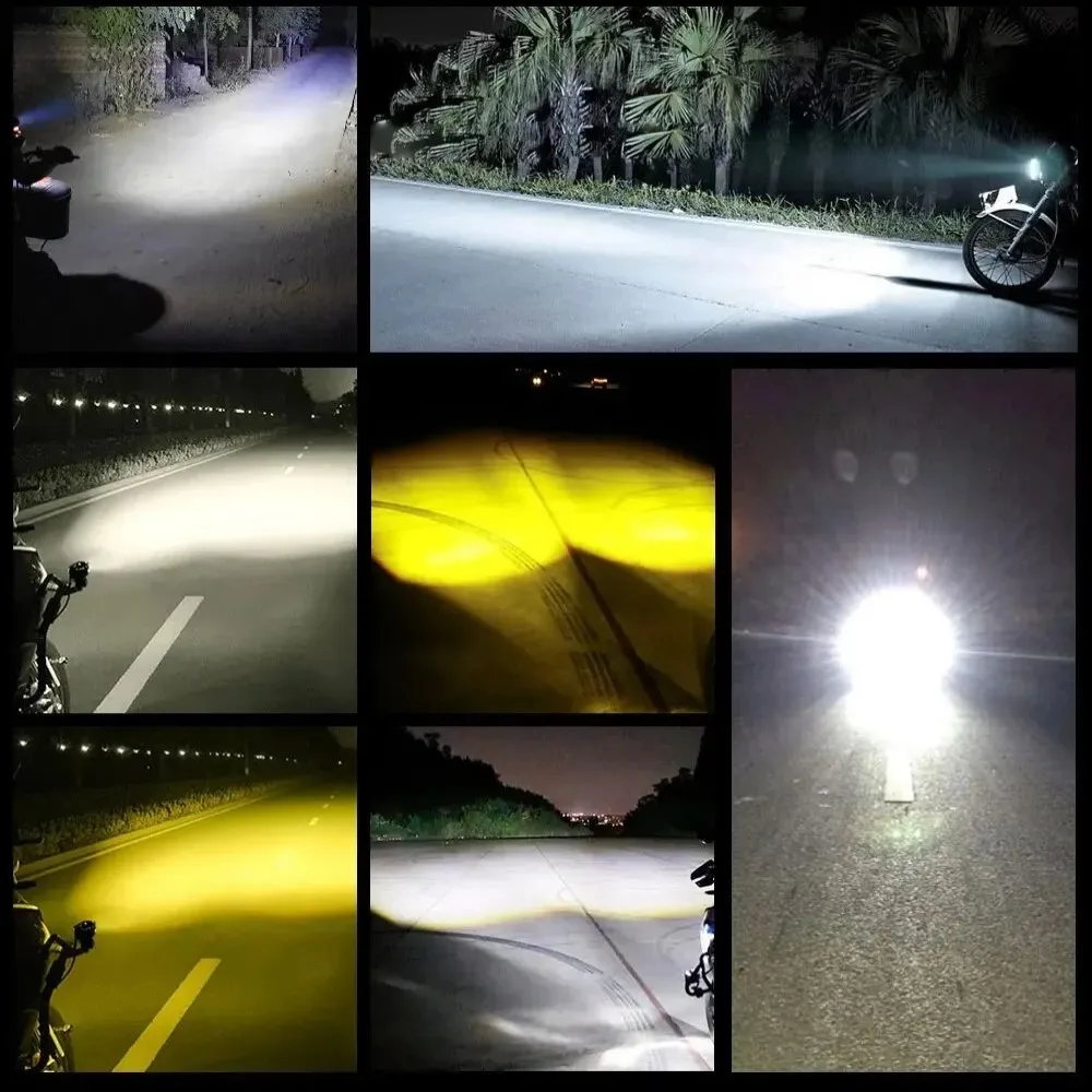 Universal Motorrad LED Scheinwerfer Projektor Objektiv Dual Farbe ATV – Bild 6
