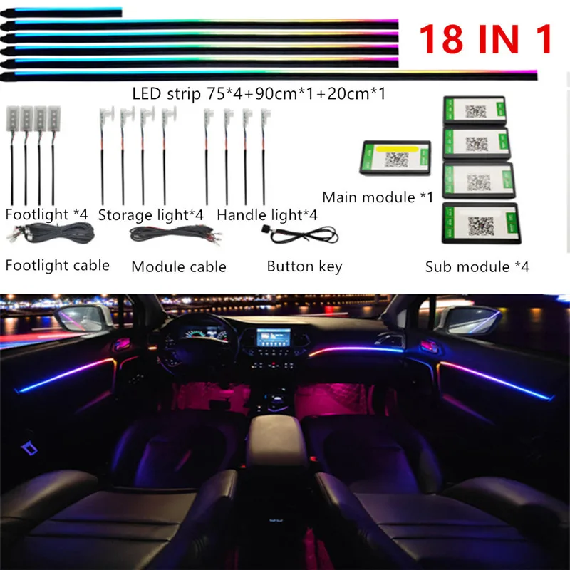 Universal Symphony Auto LED Umgebungslicht 64 RGB Farbe Auto Innenraum – Bild 6