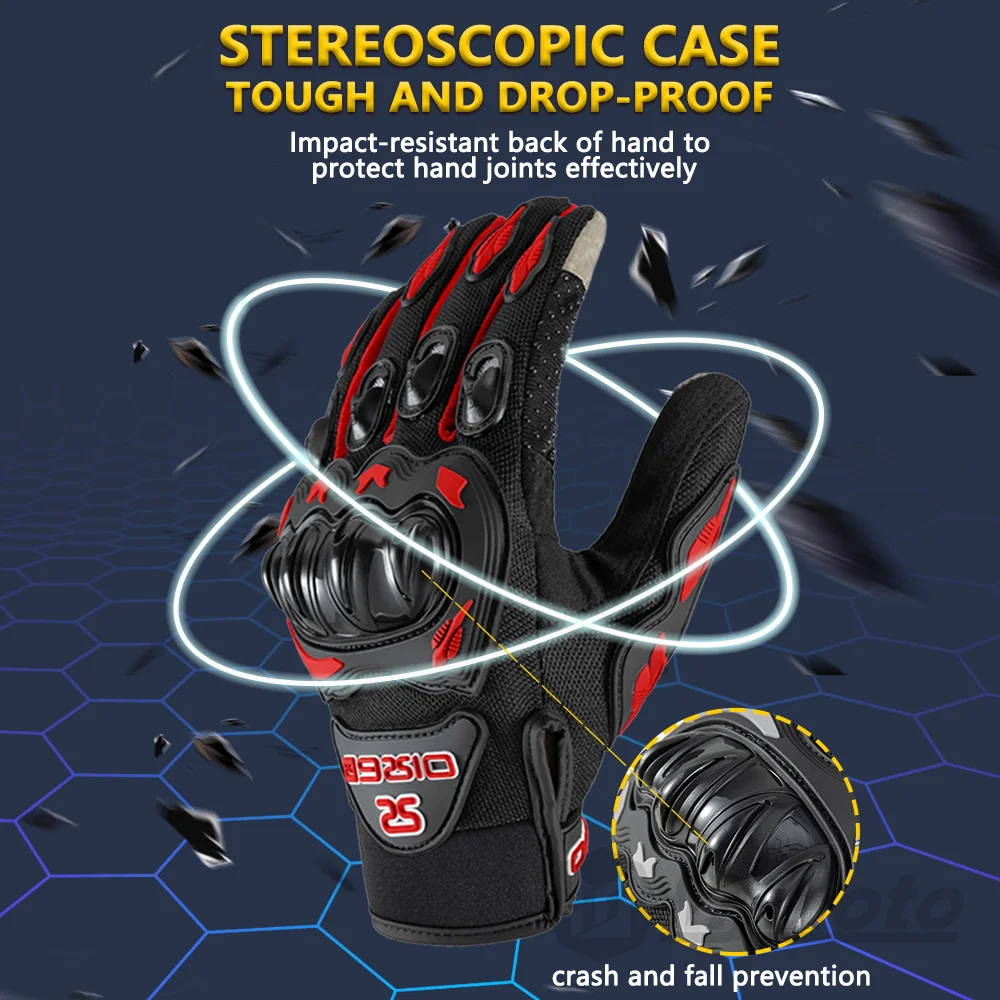 Sommer Atmungsaktive Vollfinger Motorrad Handschuhe Nicht-rutsch – Bild 3
