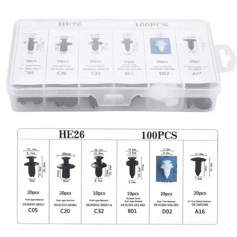 Auto Fastener Clip Kit Fender Niet Clips Auto Körper Push (100 Stück) – Bild 5