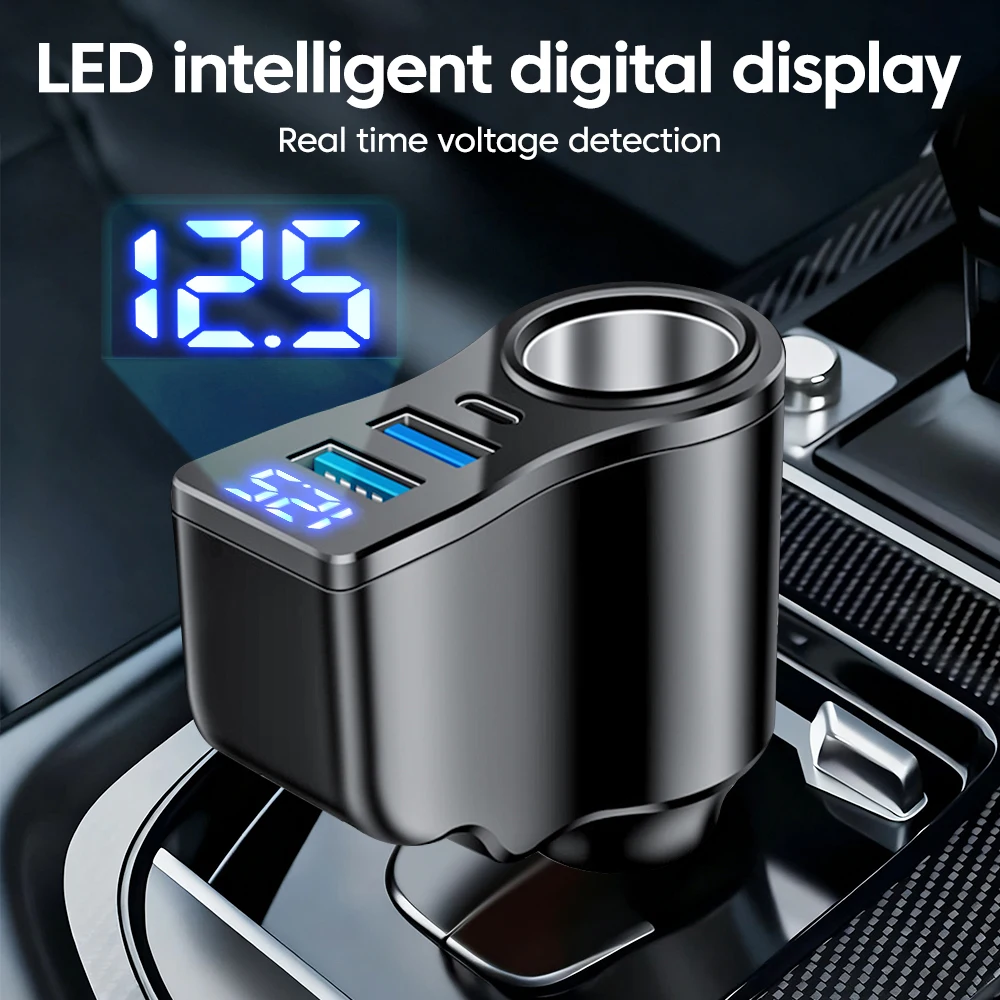 3,1A Digitales Autoladegerät Dual USB 5V/3,1A + Typ-C PD5V/3A + 90W – Bild 6