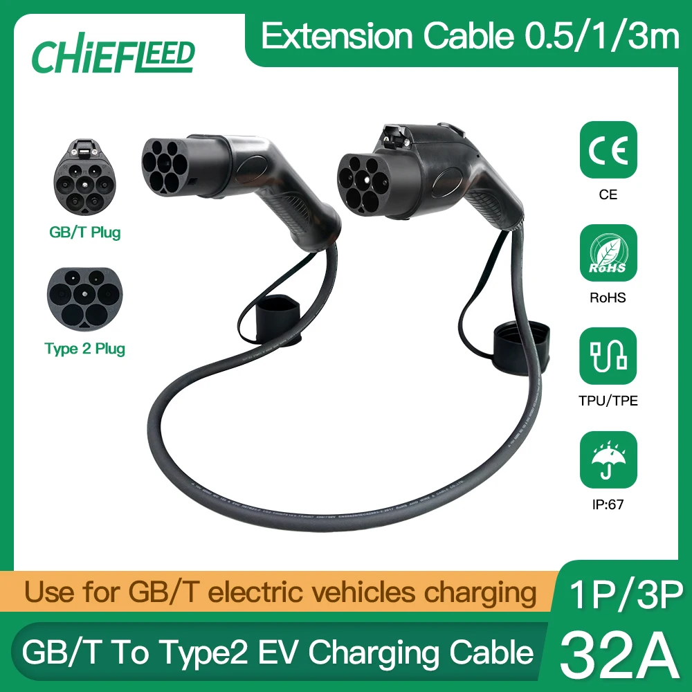 Typ2 bis GBT EV Ladekabel passen GBT Standard Autos Laden nehmen Strom von EU Standard EV Ladestation 1m 3