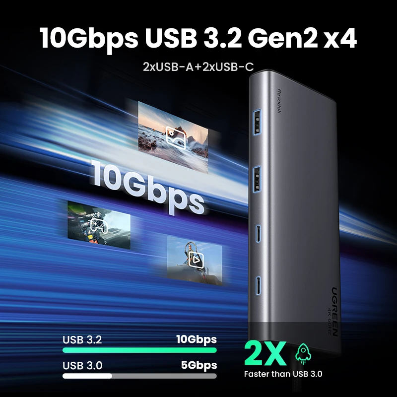 USB-C Hub 8-in-1 für 3 Bildschirme mit HDMI, DP, USB 3.2 und 100 W PD – Bild 5