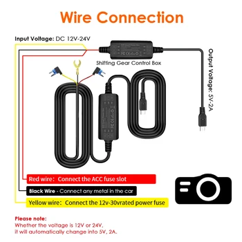 24H Parküberwachung Step-Down Line GPS Mini USB/Typ-C Adapter für alle DVR DashCam 24H Parkplatz Aufnahme