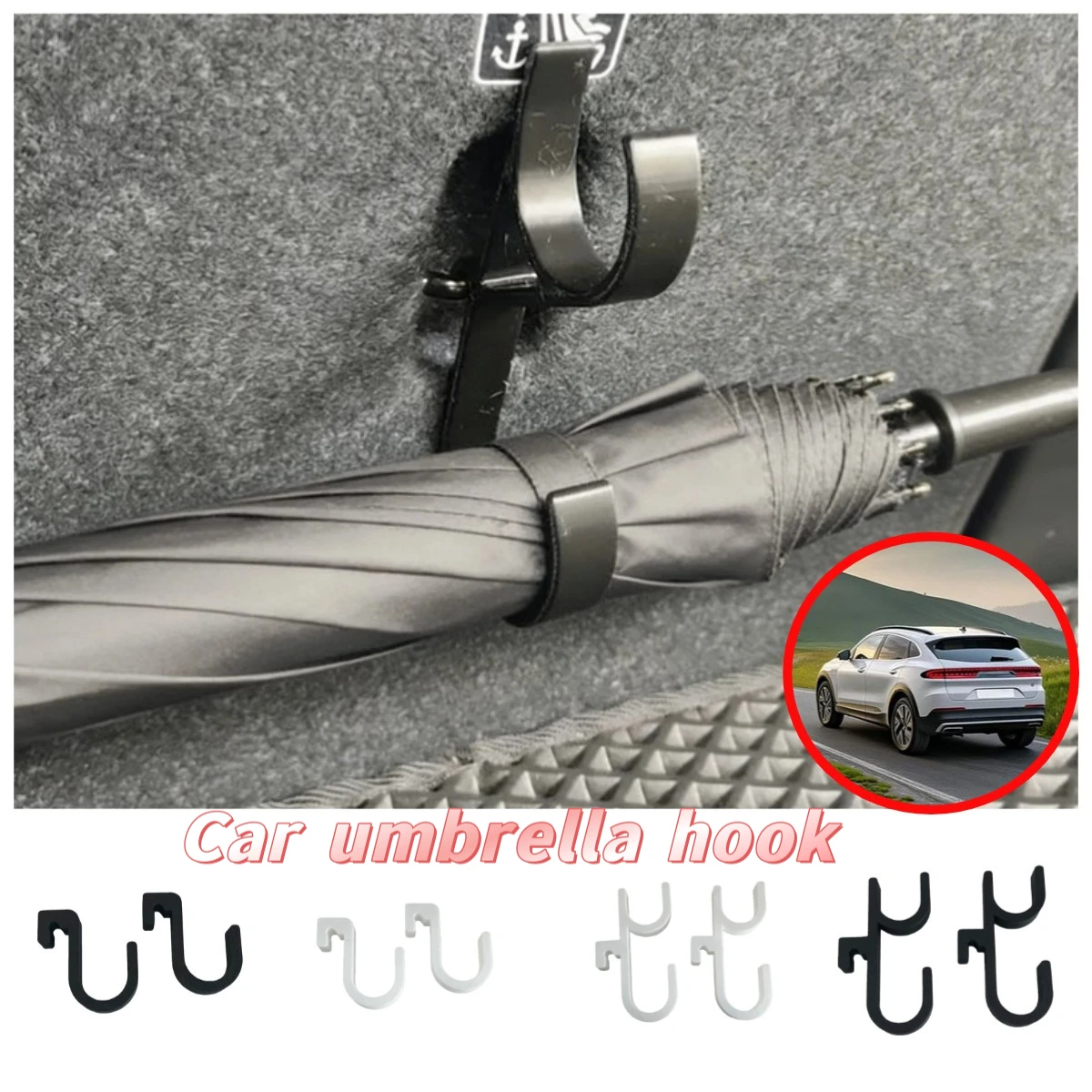 Auto Regenschirm Halter Auto Stamm Haken Regenschirm Halterung – Bild 2