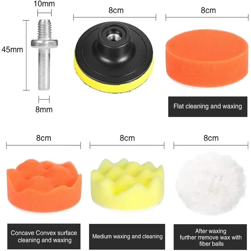 Auto Polieren Schwamm Pads Kit Schaum Pad Puffer Kit Polieren Maschine – Bild 3