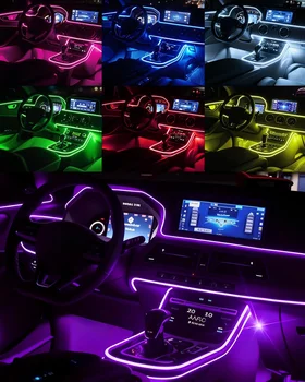 LED-Innenbeleuchtungsstreifen für Autos, Ambiente-Beleuchtungssets mit USB-App-Bluetooth-Steuerung