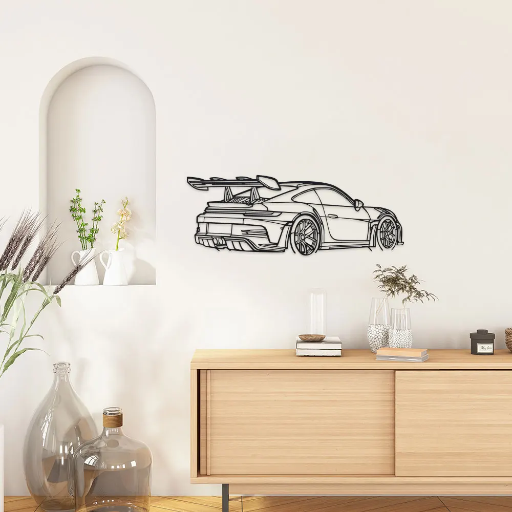 Auto-Wandkunst aus Metall - schwarze Metallschnitzerei, elegantes – Bild 3