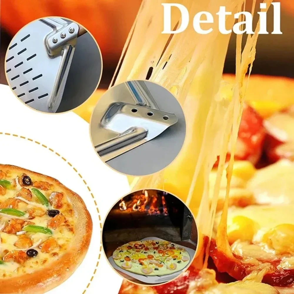 12-Zoll-Pizzaschaufel aus Metall, antihaftbeschichtet, Pizzaschale – Bild 3
