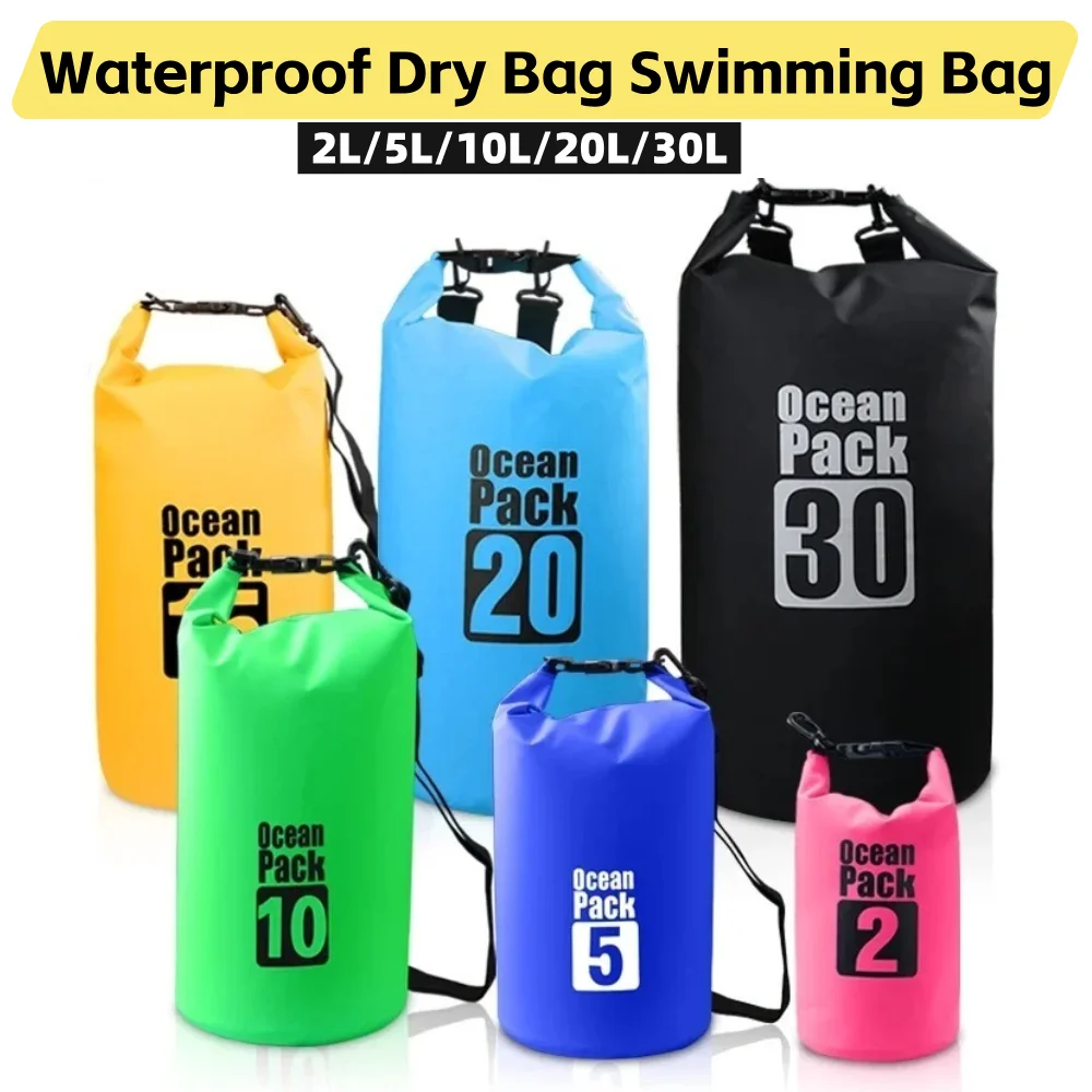 Wasserdichte Trocken-PVC-Taschen für Männer und Frauen, 2L/5L/10L/20L/30L, Outdoor-Schwimmeimertaschen