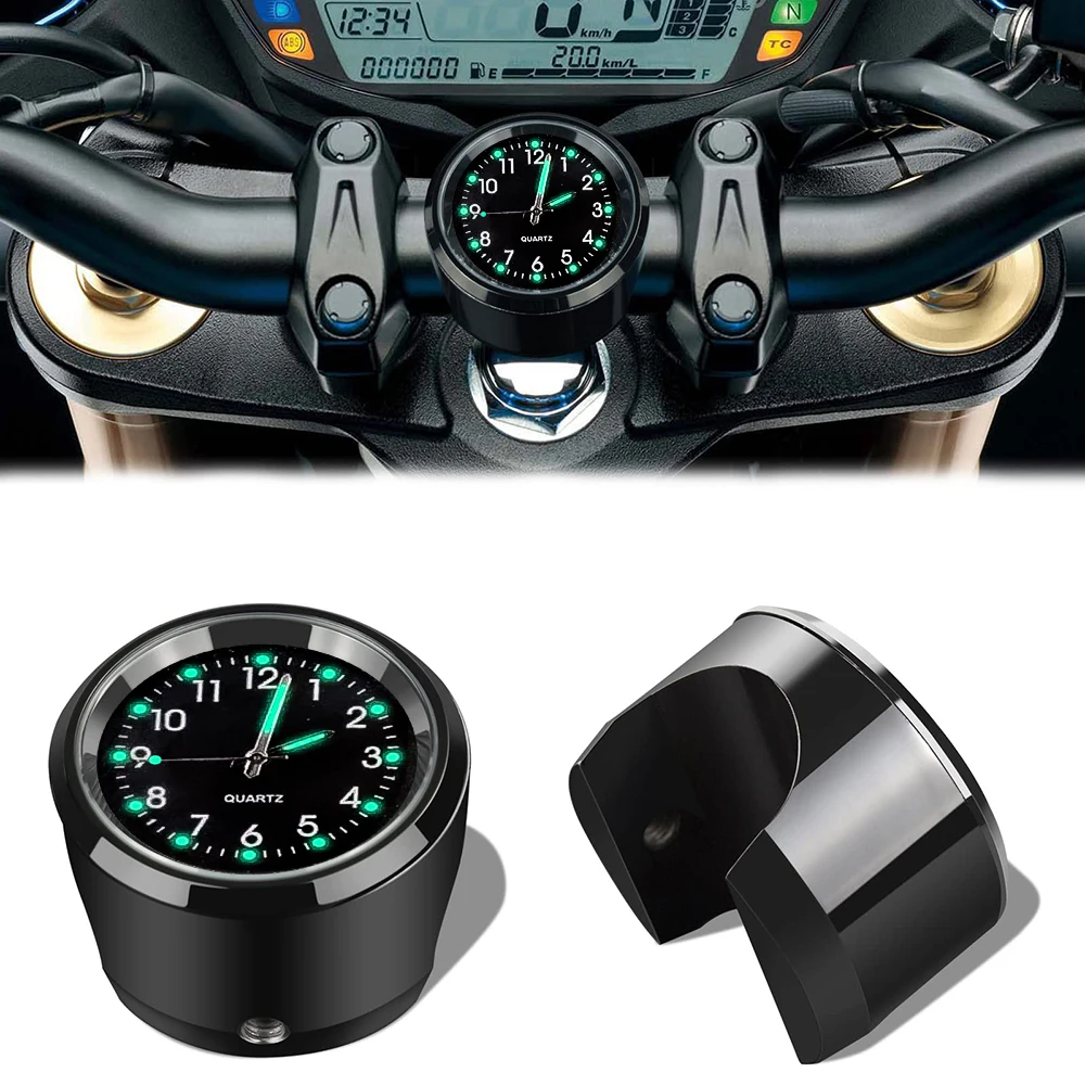 Aluminium Leuchtende Quarzuhr 22-25mm Motorrad Roller Fahrrad Lenker Halterung Uhr Zeit Display Uhr Moto
