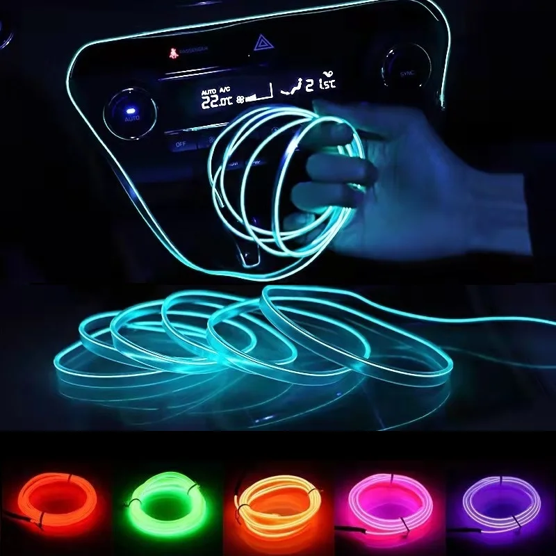 10m/3m/5m Neon LED Auto Innenbeleuchtung Streifen Auto LED Streifen Girlande EL Draht Seil Auto Dekoration
