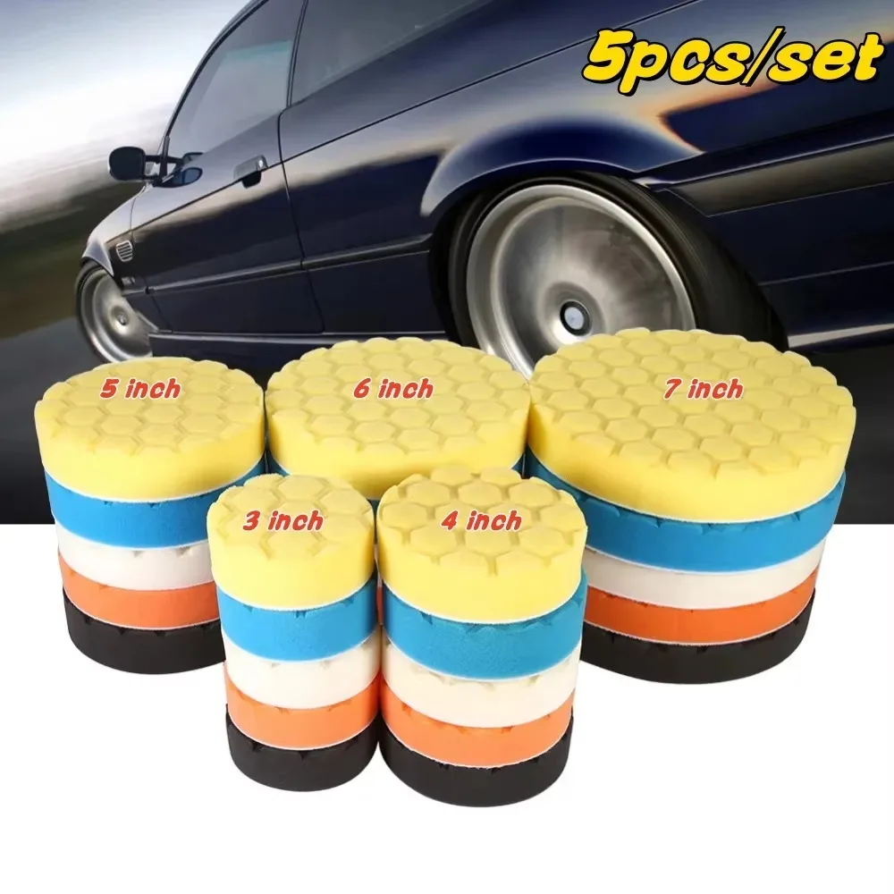 Set 3/4/5/6/7 Zoll Auto-Polierpads, Wiederverwendbare Runde Auto-Polierpads, Selbstklebende Polier (5 Stück)