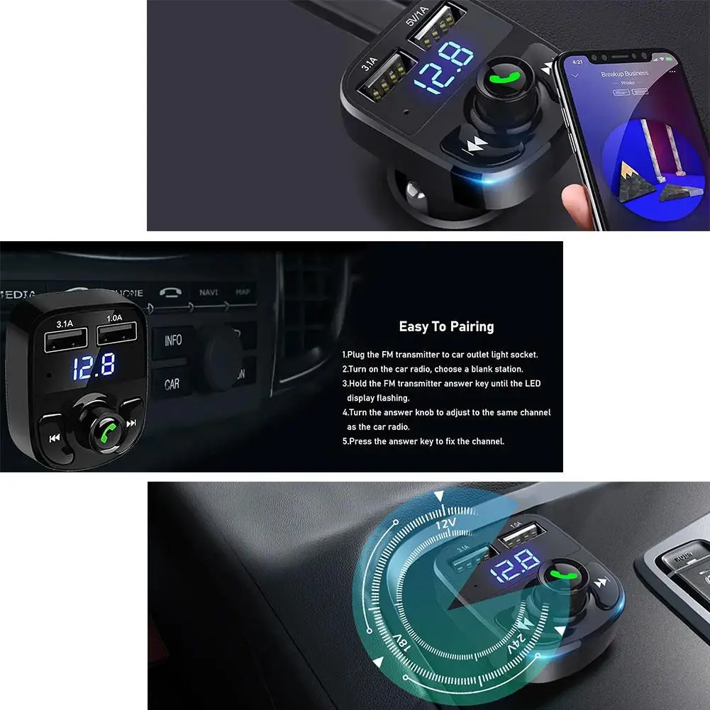 Bluetooth FM-Transmitter für Auto, Freisprecheinrichtung, MP3-Player – Bild 5