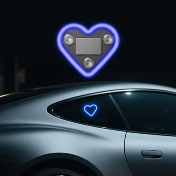Solarbetriebene LED-Neonlichter für Autofenster - herzförmiges, rgb-freies, farbwechselndes