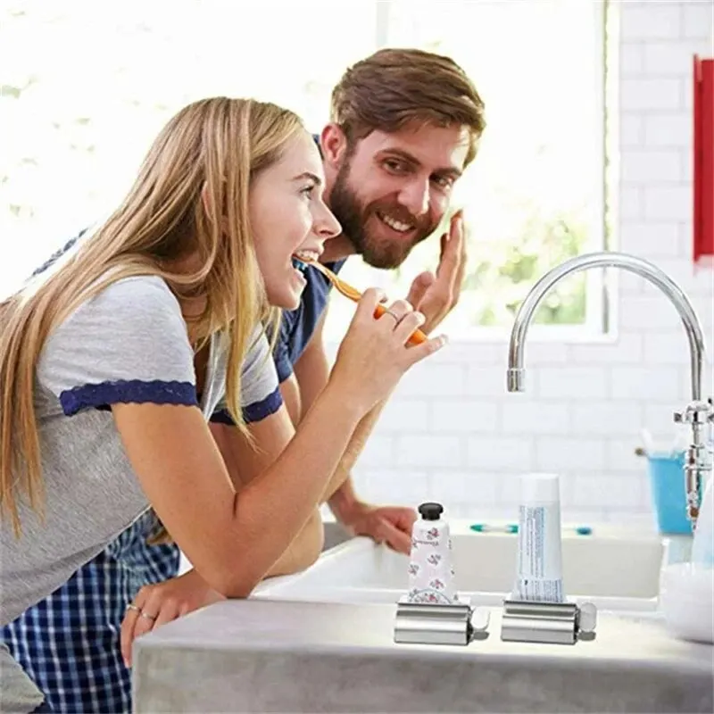 Edelstahl Wringer Roller Drehen Dispenser für Salben Kosmetik Bad – Bild 4