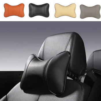 Auto-Nackenkissen, beidseitig, Pu-Leder, 1 Stück, Kopfstütze zur Linderung von Kopfschmerzen, gefüllte Fasern