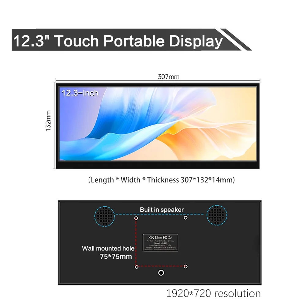 12,3-Zoll-Touchscreen-Monitor mit HDMI und Typ C, 1920 x 720 – Bild 3