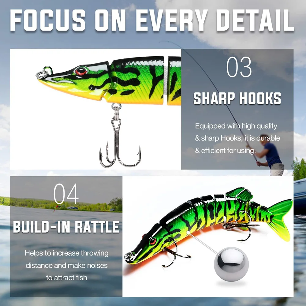 ANFS Angelköder für Barschforellen, mehrfach gegliederte Swimbaits – Bild 6