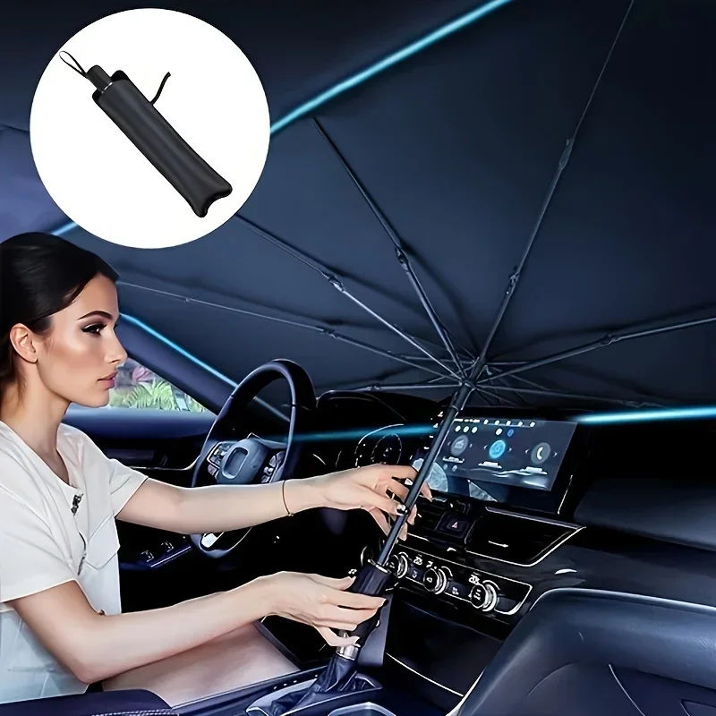 Auto-Windschutzscheiben-Sonnenschutz, Faltbarer Regenschirm-Sonnenschutz/Abdeckung für die Meisten Autos