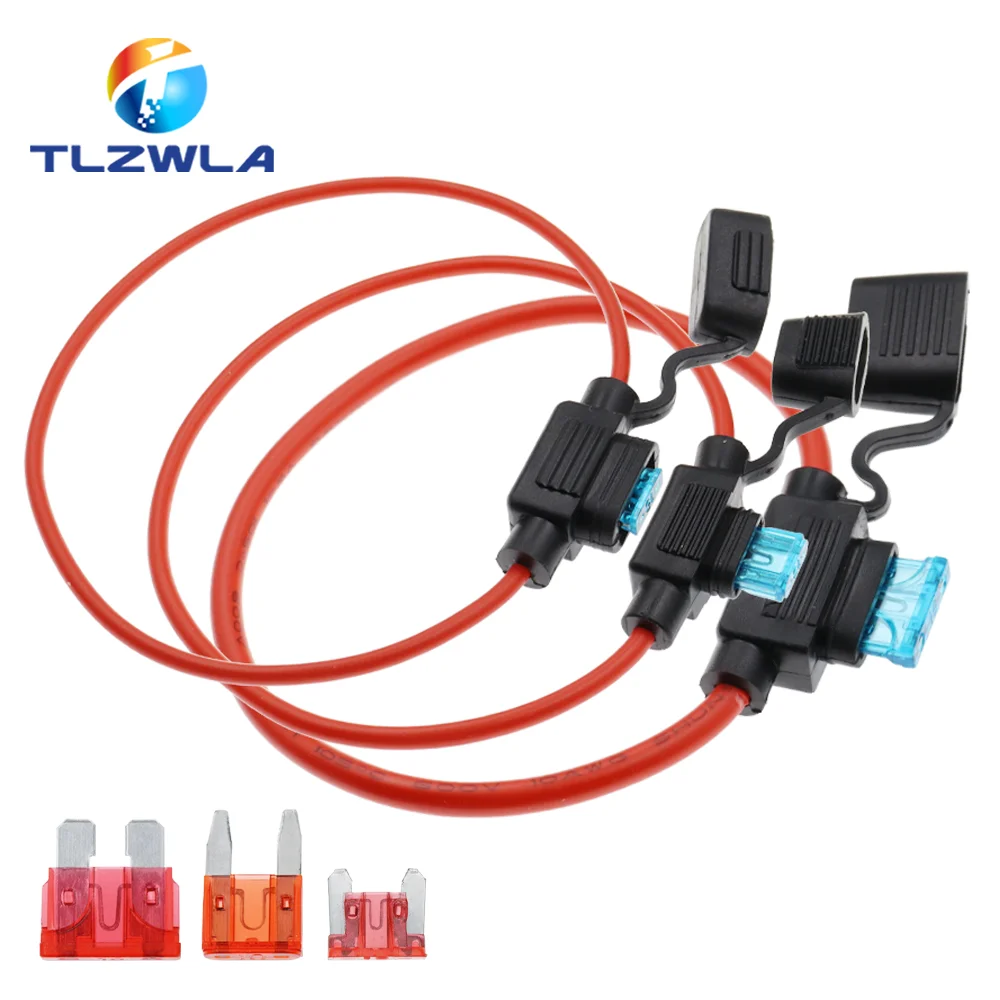 Wasserdichter 32V Mini Small Medium Auto Sicherungshalter 18/1614/12/10AWG und Auto-Flachsicherung 3A 5A 7,5A