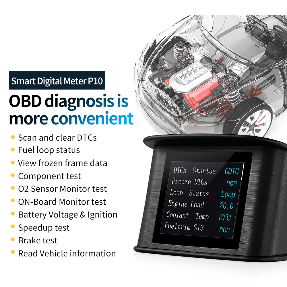P10 OBD2 HUD Auto Head-up Display TFT LCD Digital Tacho Auto – Bild 4