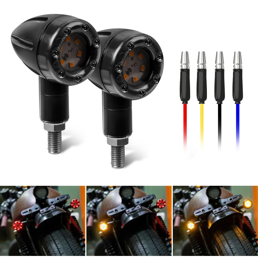 Motorrad LED Bremslicht Bernstein und Rot Blinker Rücklicht (4 Stück) – Bild 2
