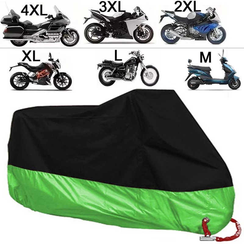 Ganzjahres-Motorradabdeckung, silberfarben, schwarz, Sonne, reflektierend, wasserdicht, staubdicht, UV-Schutz