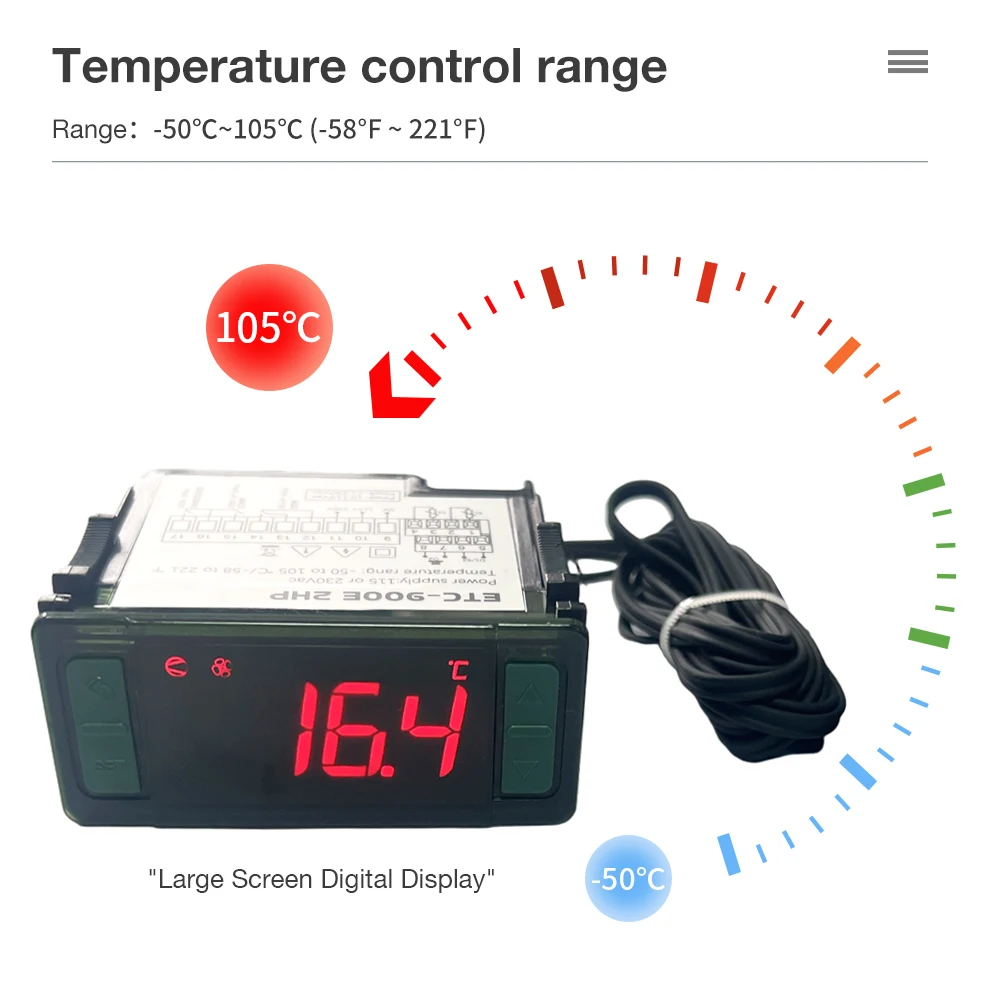 ETC-512E/ETC-900 Digitaler Temperaturregler -50-105 ℃ LCD-Display – Bild 3