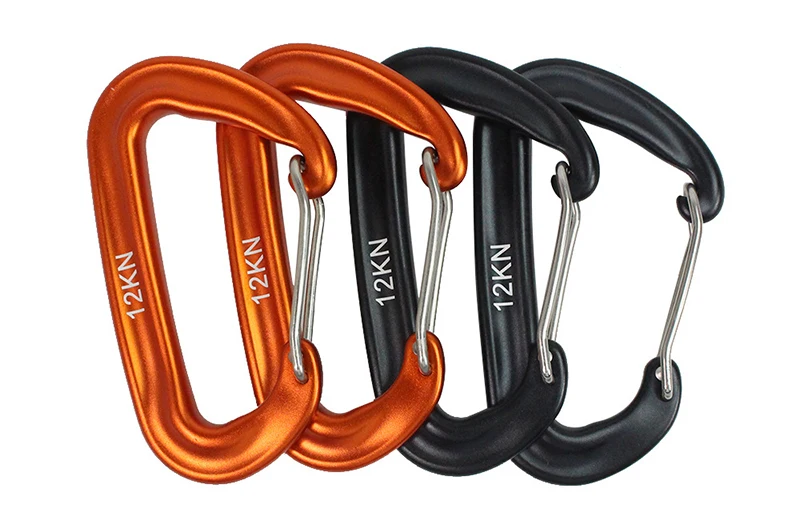 12KN Kleiner Kletterkarabiner D-Form Bergsteigen Schnalle Haken – Bild 3