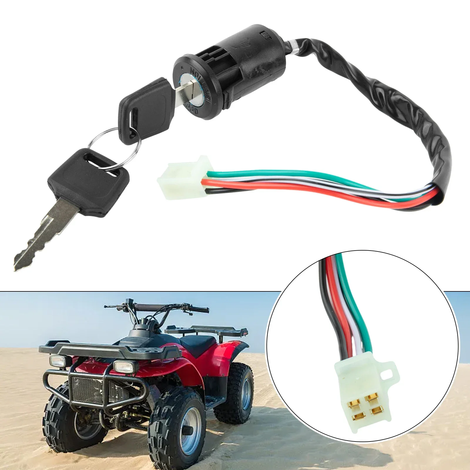 Motorrad-Zündschalter + Schlüssel, Roller-Zubehör, passend für Quad, Dirt Bike, ATV, Ein/Aus, Kunststoff