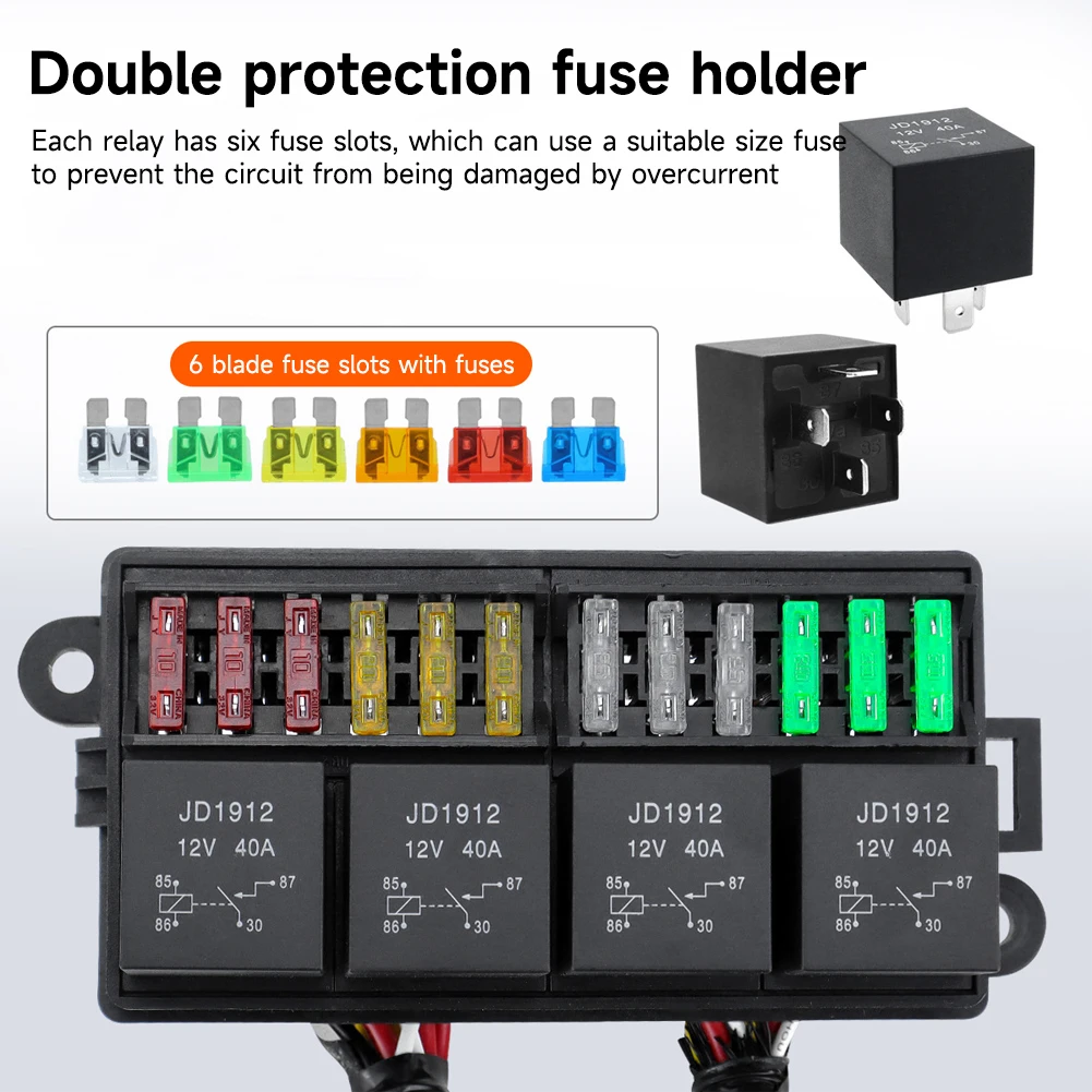 DC12V Auto Truck 12-Wege-Sicherungshalter Sicherungsrelaiskasten mit 4 – Bild 4