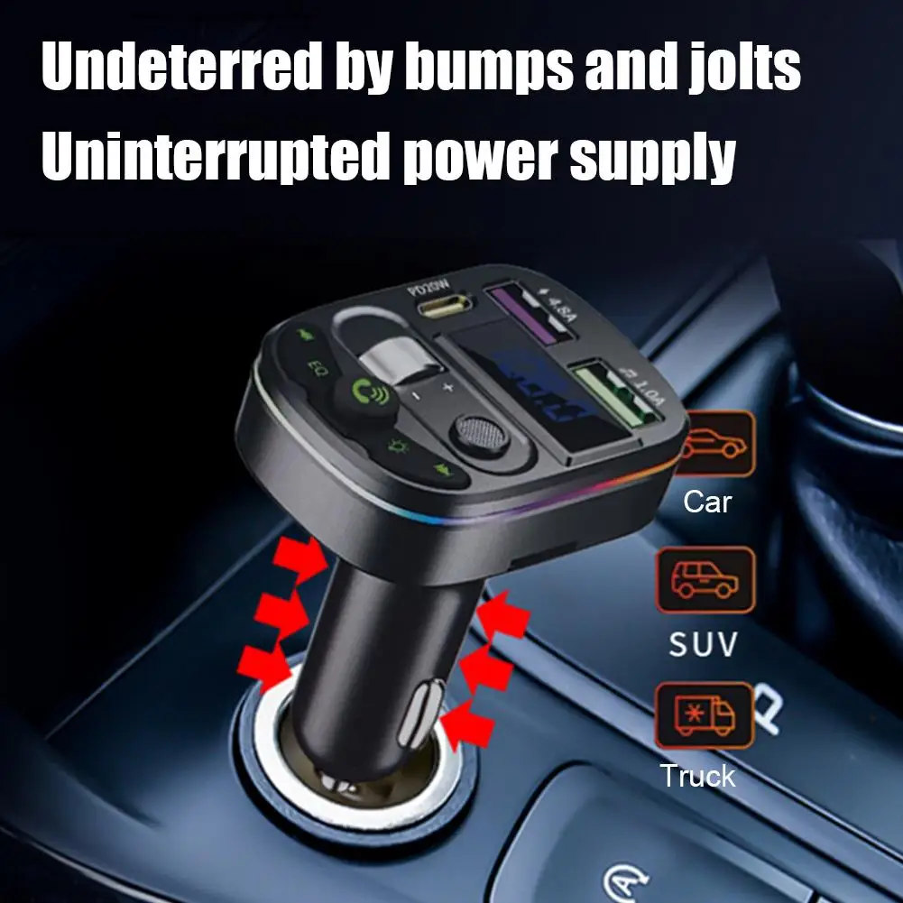 Bluetooth 5.3 FM-Transmitter Freisprecheinrichtung Auto AUX Radio – Bild 5