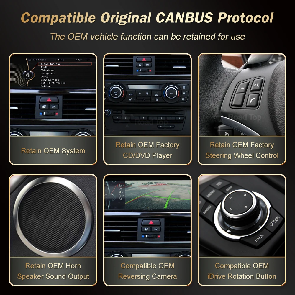 8,8'' Kabelloses RoadTop CarPlay Android Auto für BMW Serie 3 5 E90 – Bild 5