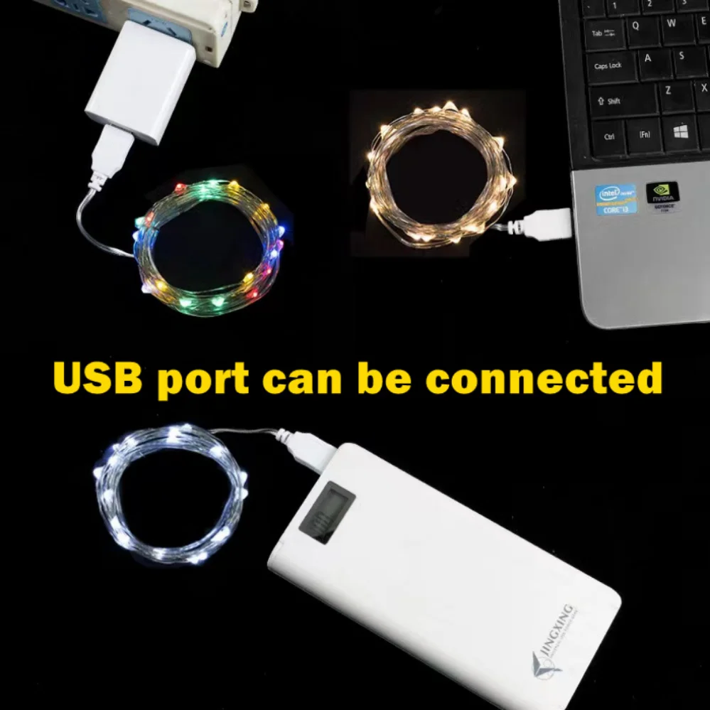 5/10/20M USB LED Lichterketten Kupfer Silber Draht Girlande Licht – Bild 3
